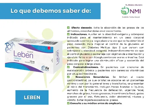 LEBEN CAPS. 120 mg c/21 caps (Orlistat)